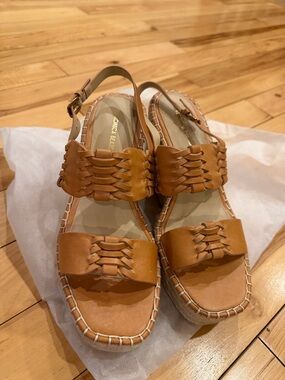 NWT Veronica Beard  Tan Woven Leather Slingback Sandals size 9M